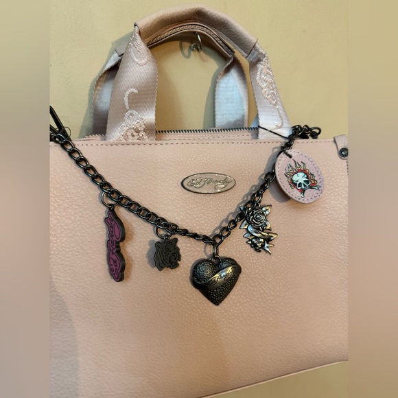 Ed Hardy Light Pink Satchel with Charm Chain - Picture 2 of 10